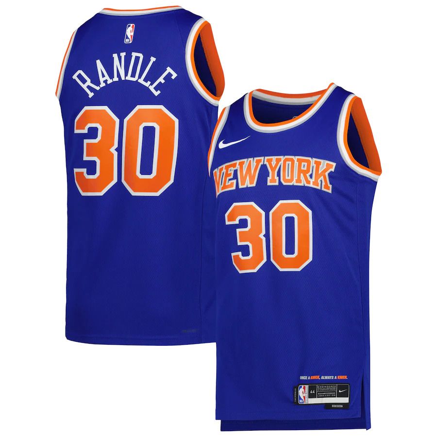 Men New York Knicks 30 Julius Randle Nike Blue Icon Edition 2022-23 Swingman NBA Jersey